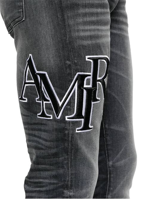 Jeans skinny con logo ricamato AMIRI | AMDNSY1007STORM GREY